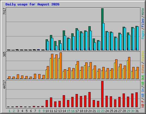 Daily usage for August 2026